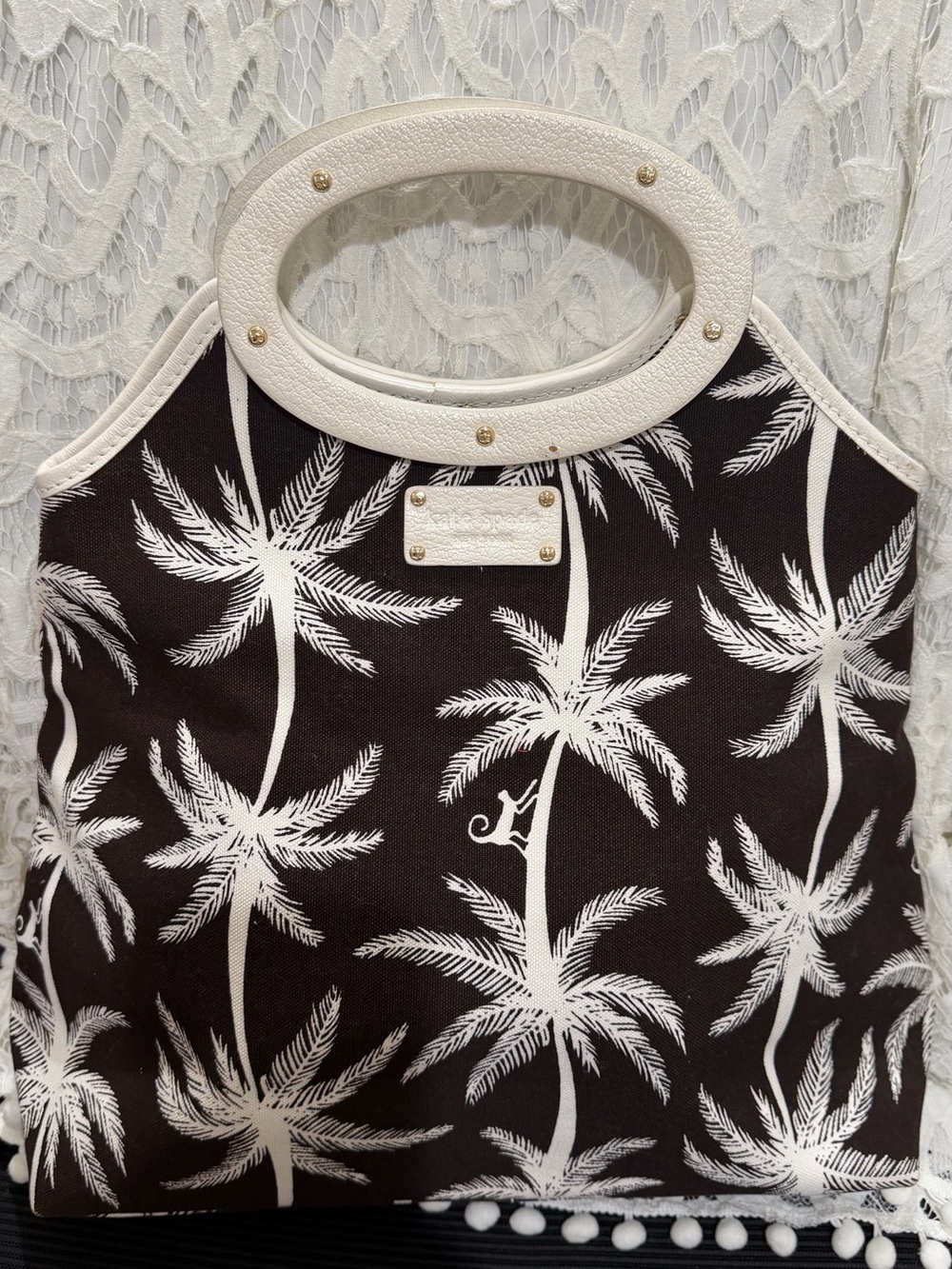 ♠️Kate Spade ♠️White & Black Palm-Print Tote Bag